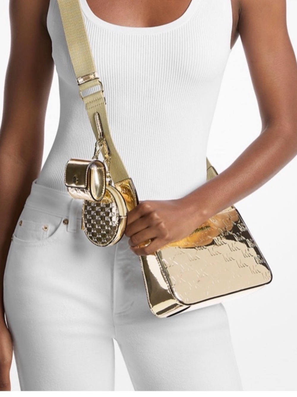 Michael Kors Metallic Gold Mini Crossbody Set